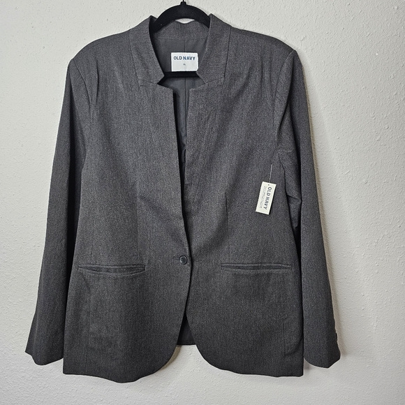 Old Navy Blazer‎ Womens XL Gray 1 Button Suit Jacket Career Business Office NWT - Picture 1 of 9
